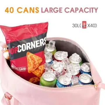 Ceneda Large Cooler Bag 40 Can Insulated Soft Cooler Leakproof Cooler Tote Bag Beach Travel Camping ...