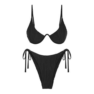 Stylish ZAFUL Textured Underwire Bikini Set for Women