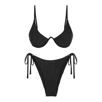 Stylish ZAFUL Textured Underwire Bikini Set for Women