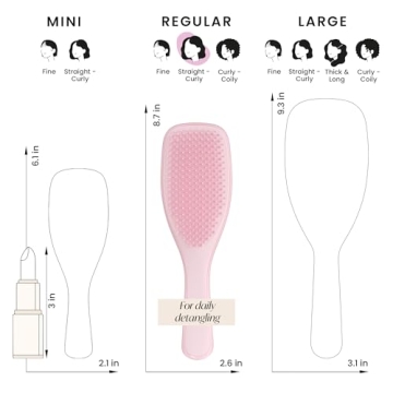 Tangle Teezer Ultimate Detangler Hairbrush for Wet & Dry Hair, Eliminates Knots & Reduces Breakage for All Hair Types, Millennial Pink