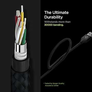 Spigen DuraSync 3 in 1 Universal Charger Cable, Micro USB/Lightning/USB C adapters [MFi Certified], 4.9ft Premium Braided Multi Charging Cable for iPhone 12/Pro/Max/Mini/SE/iPad/Galaxy/Pixel & More