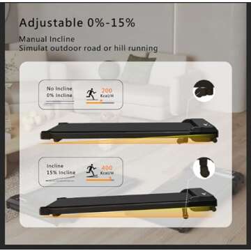 Walking Pad Treadmill with Incline,Under Desk Treadmill with Incline 2 in 1 for Walking and Jogging,2.5HP Compact Incline Walking Pad for Home Office with Remote Control