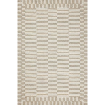 Loloi Chris Loves Julia x Bradley Collection, Ivory & Beige, 3'-6" x 5'-6" Accent Rug – Classic Striped Area Rugs for Living Room, Bedroom, Entryway & Hallway, High Traffic Area Home Decor Rug