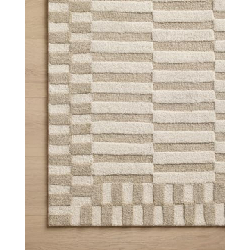Loloi Chris Loves Julia x Bradley Collection, Ivory & Beige, 3'-6" x 5'-6" Accent Rug – Classic Striped Area Rugs for Living Room, Bedroom, Entryway & Hallway, High Traffic Area Home Decor Rug