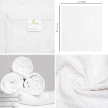 GOLD TEXTILES 24 Pack White Hand Towels for Home and Spa