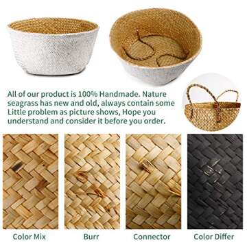 POTEY Seagrass Plant Basket - Eco-Friendly Multipurpose Storage