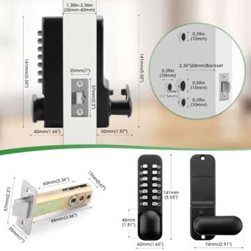 ANNFUZ 100% Mechanical Keyless Door Lock: Code Combination with Auto Lock for Homes and Businesses