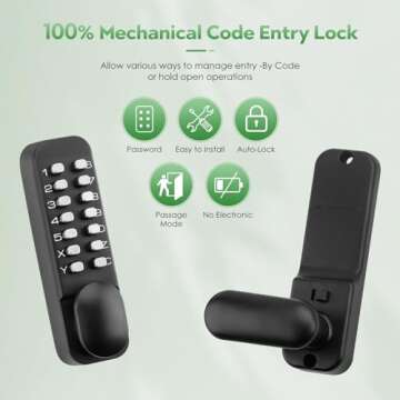 ANNFUZ Keyless Mechanical Door Lock with Auto Lock Feature
