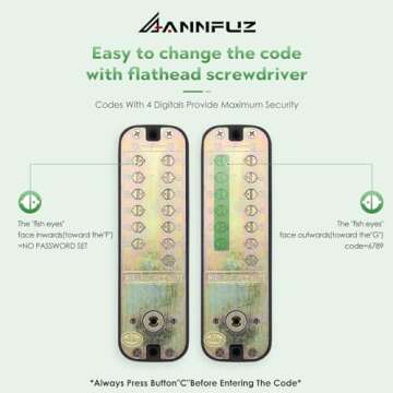 ANNFUZ Keyless Mechanical Door Lock with Auto Lock Feature