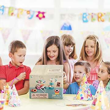 GIFTRRTOY Pretend Tea Party Set for Little Girls, 41 PCS Coffee Maker Set and Play Food Dessert Set for Kids Age 3 4 5 6 7 8 9, Kids Kitchen Pretend Play for Princess Girls Boys