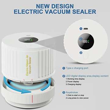 Electric Mason Jar Vacuum Sealer for Food Storage