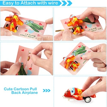 Cute Airplane Valentines Day Cards - 28 Pack Set