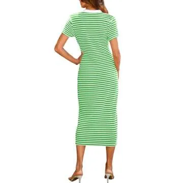 BTFBM Women Casual Summer Dresses - Stylish & Comfortable Midi Dress with Decorative Buttons