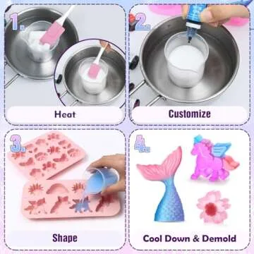 Golray Soap Making Craft Kit for Kids Girl Toys, Make 40 Pcs+ Soap Supplies with Unicorn/Mermaid/Butterfly Model, 2 Essential Oil, DIY Science Art and Craft Kit for Kid Girl Age 5-7 8-12 Year Old Gift