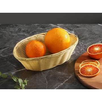 New Star Foodservice 44225 Food Serving Baskets 9.5 x 6.5 x 2.75 inch Oval, Hand Woven, Polypropylene, Set of 12, Natural