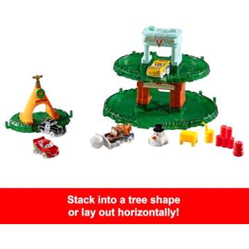 Mattel Disney and Pixar Cars Minis 2024 Advent Calendar with 24 Pieces, Surprises Include 4 Toy Mini Cars, Stackable Track & Storytelling Accessories