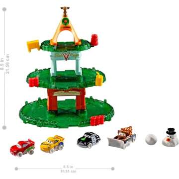 Mattel Disney and Pixar Cars Minis 2024 Advent Calendar with 24 Pieces, Surprises Include 4 Toy Mini Cars, Stackable Track & Storytelling Accessories