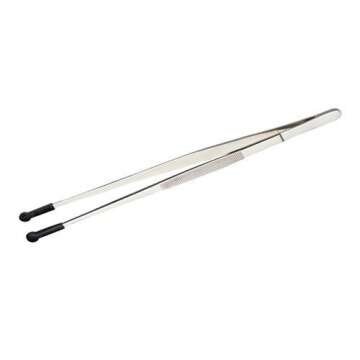 RSVP International Endurance Silicone Tipped Kitchen Tweezers Food Safe, Durable Stainless Steel, He...