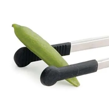 RSVP International Endurance Silicone Tipped Kitchen Tweezers Food Safe, Durable Stainless Steel, Heat Safe up to 475 Degrees F, 12" Length