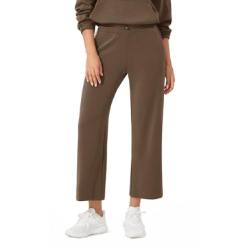 ODODOS Women's Modal Soft Wide Leg Cropped Pants - Comfortable & Stylish Lounge Wear, 25 Inseam, Nut...