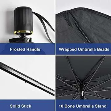 Car Front Windshield Sunshade Umbrella, 55"X31.5" UV Protection & Heat Insulation Foldable Sun Shade Sun Visor, Full Cover Sun Shade for Most Vehicles