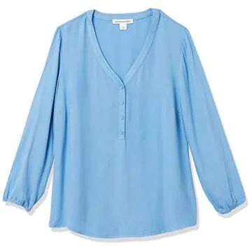 Amazon Essentials Women's 3/4 Sleeve Popover Shirt  - French Blue