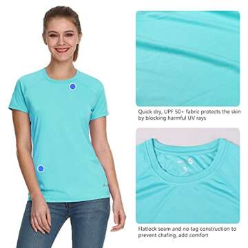 baleaf Women's UPF 50+ UV Protection Shirt - Short Sleeve - Quick Dry Outdoor T-Shirts - Size S