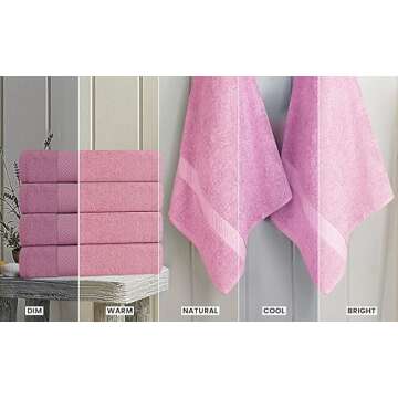 Utopia Towels 6 Pack Bath Towel Set (24 x 48 Inches), 500 GSM 100% Ring Spun Cotton Medium Lightweight and Highly Absorbent Quick Drying, Premium Towels for Hotel, Spa and Bathroom (Pink)