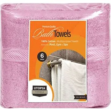 Utopia Towels 6 Pack Bath Towel Set (24 x 48 Inches), 500 GSM 100% Ring Spun Cotton Medium Lightweight and Highly Absorbent Quick Drying, Premium Towels for Hotel, Spa and Bathroom (Pink)