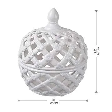 A&B Home Ceramic Lidded Jar White Porcelain Jar Home Décor Tabletop Decorative 8" x 8" x 10"