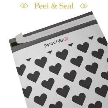 PAKABOO Poly Mailer Shipping Bags 12x15 Inch, 100 Pack, Non-Padded Envelopes with Tamper Proof Self-Seal, Hearts Print Packaging