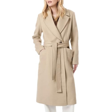 Danedvi Women's Notch Lapel Collar Pea Coat Long Sleeve Casual Fall Winter Overcoat with Belt