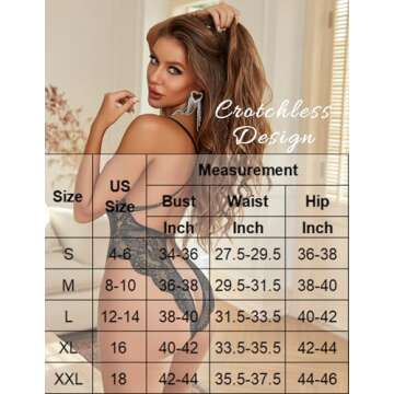 Avidlove Sexy Lingerie for Women Lace Teddy Lingerie One Piece Lingerie Bodysuit(Black,XXL)