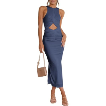 ANRABESS Womens Summer Formal Wedding Guest Dress Sexy Cutout Bodycon Slit Date Night Out Cocktail D...