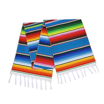 Fowecelt Mexican Serape Table Runner – Vibrant 14 x 84 Inch Hand-Woven Beauty