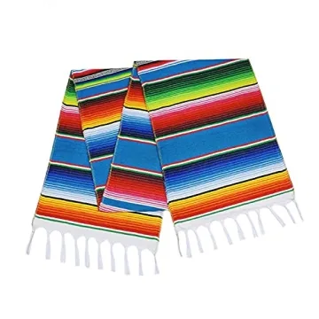 Fowecelt Mexican Serape Table Runner – Vibrant 14 x 84 Inch Hand-Woven Beauty
