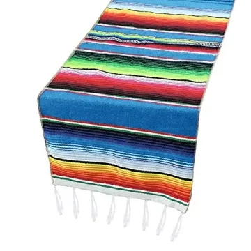 Fowecelt Mexican Serape Table Runner – Vibrant 14 x 84 Inch Hand-Woven Beauty