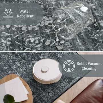 Morebes Black Rug Runners for Hallways with Rubber Backing, Washable Vintage Floral 2.5x8 Entryway Runner Rug, Distressed Indoor Floor Carpet Runner for Bathroom Laundry Room Bedroom