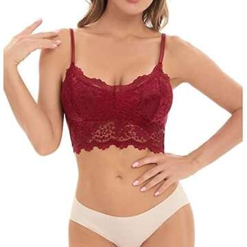 6 Pcs Lace Bralette for Women, Lace Bralette Padded Lace Bandeau Bra with Straps for Women Girls (S)