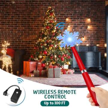 Wireless Remote Control Outlet, Magic Light Wand for Christmas Tree Lights and Home Decoration Lights, Remote Light Switch with Music, Christmas Gift for Kids/Friends/Family, Red