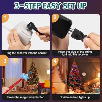 Wireless Remote Control Outlet, Magic Light Wand for Christmas Tree Lights and Home Decoration Lights, Remote Light Switch with Music, Christmas Gift for Kids/Friends/Family, Red