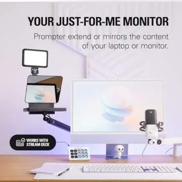 Elgato Prompter – Teleprompter with Built-in Screen for YouTube, Twitch, Zoom, MS Teams and More, Supports DSLR/Webcam/Smartphone, Drag & Drop Monitor Display, Works with Mac/PC & Stream Deck