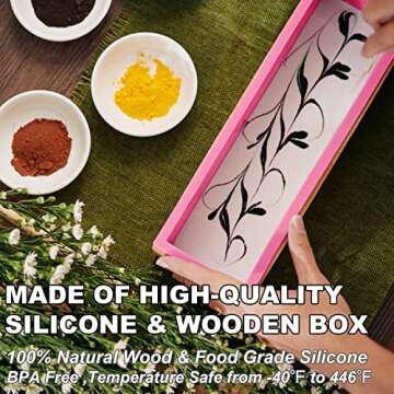 LERYKIN Rectangular Soap Mold Kit with Cutter- 42oz Flexible Silicone Loaf Soap Mold with Wood Box, ...