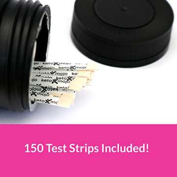 150 Ketone Test Strips with Free Keto Guide eBook & Free APP. Urine Test for Ketosis on Ketogenic & Low-Carb Diets. Extra-Long Strips.