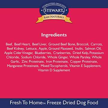 Stewart Raw Naturals Freeze Dried Dog Food Grain Free Made in USA with Beef, Fruits, & Vegetables for Fresh To Home All Natural Recipe, 24 oz.