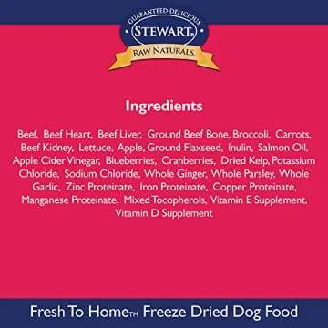 Stewart Raw Naturals Freeze Dried Dog Food Grain Free Made in USA with Beef, Fruits, & Vegetables for Fresh To Home All Natural Recipe, 24 oz.