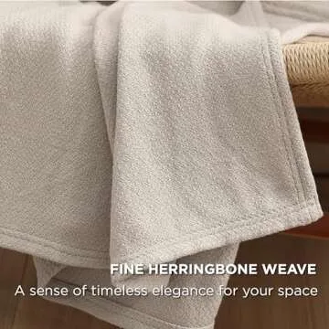 Bedsure Soft Cotton Blanket Queen Size - Elegant Herringbone Design