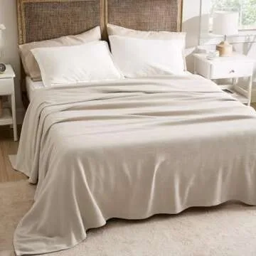 Bedsure Soft Cotton Blanket Queen Size - Elegant Herringbone Design