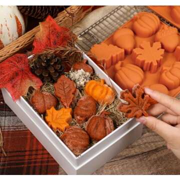 Webake Pumpkin Silicone Mold Harvest Cake Pan, 3D Maple Leaf Acorn Fall Molds for Halloween Thanksgi...