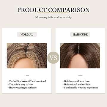 HAIRCUBE Long Curly Blonde Wigs for Women Ombre Blonde Long Wavy Wig Middle Part Natural Looking Heat Resistant Fiber Synthetic Wigs 24 Inch